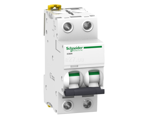 Автоматичний вимикач Schneider Electric A9F79263 Acti9 iC60N, 2P, 63A, C, 6kA, на DIN-рейку