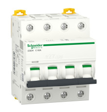 Автоматичний вимикач Schneider Electric A9F89450 Acti9 iC60H, 4P, 50A, C, на DIN-рейку