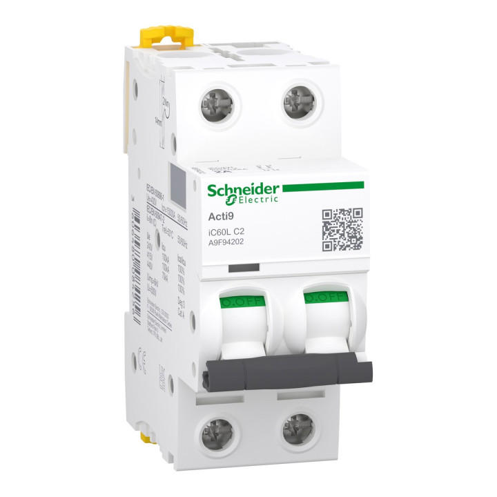 Автоматичний вимикач Schneider Electric A9F94202 Acti9 iC60L, 2P, 2A, C, на DIN-рейку · Schneider Electric · schneider-electric-a9f94202