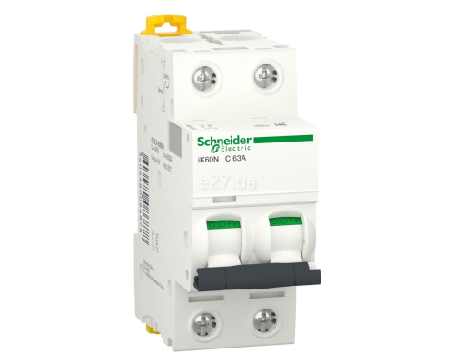 Автоматичний вимикач Schneider Electric A9K24263 Acti9 iK60, 2P, 63A, C, 6kA, на DIN-рейку