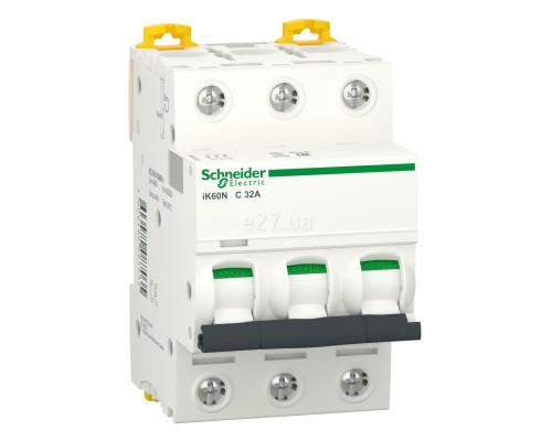 Автоматичний вимикач Schneider Electric A9K24332 Acti9 iK60, 3P, 32A, C, 6kA, на DIN-рейку