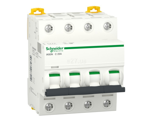 Автоматичний вимикач Schneider Electric A9K24425 Acti9 iK60, 4P, 25A, C, 6kA, на DIN-рейку