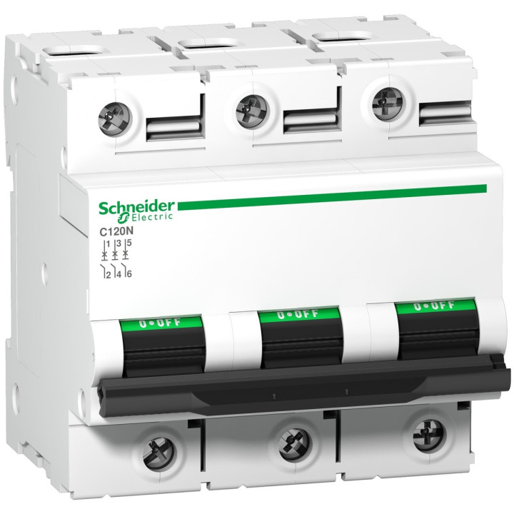Автоматичний вимикач Schneider Electric A9N18367 Acti9 C120N, 3P, 100A, C, на DIN-рейку · Schneider Electric · schneider-electric-a9n18367