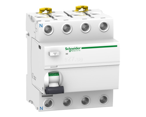 Вимикач диференціального струму, УЗО Schneider Electric A9R41463 Acti9, 3P＋N, 63A, 10kA, 30mA, AC, на DIN-рейку