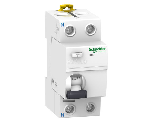 Вимикач диференціального струму, УЗО Schneider Electric A9R75225 Acti9, 1P＋N, 25A, 6kA, 300mA, AC, на DIN-рейку