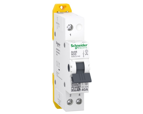 Перемикач I-0-II з загальним виходом зверху Schneider Electric A9SCO140 Acti9 iSSW, 1P, 40A, пластик, ip20, для модульного монтажу