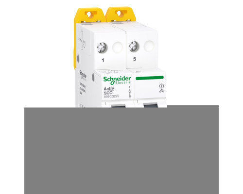Перемикач I-0-II з загальним виходом зверху Schneider Electric A9SCO225 Acti9 iSSW, 2P, 25A, пластик, ip20, для модульного монтажу