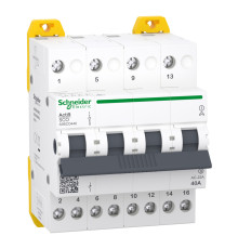 Перемикач I-0-II з загальним виходом зверху Schneider Electric A9SCO440 Acti9 iSSW, 4P, 40A, пластик, ip20, для модульного монтажу