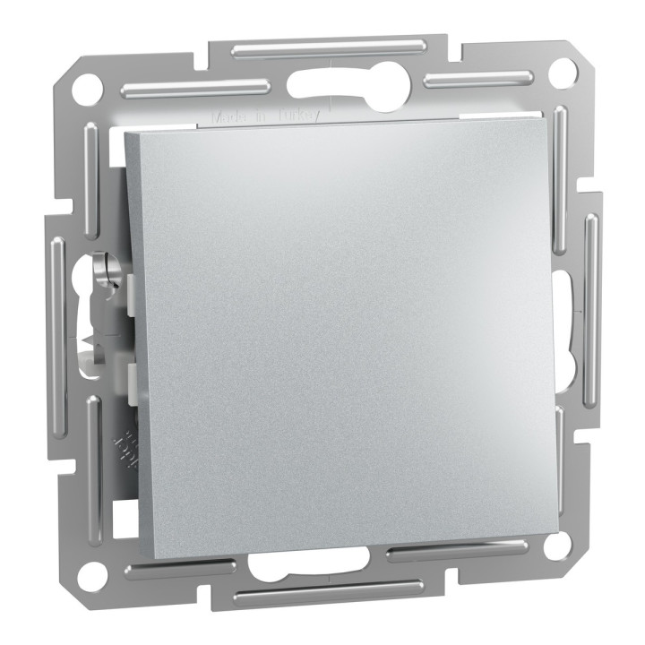 Вимикач 1-клавішний Schneider Electric EPH0100161 Asfora, алюміній, пластик, без підсвітки та індикації, для врізного монтажу · Schneider Electric · schneider-electric-eph0100161