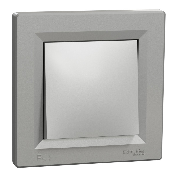 Вимикач 1-клавішний Schneider Electric EPH0100261 Asfora, алюміній, пластик, ip44, без підсвітки та індикації, для врізного монтажу · Schneider Electric · schneider-electric-eph0100261
