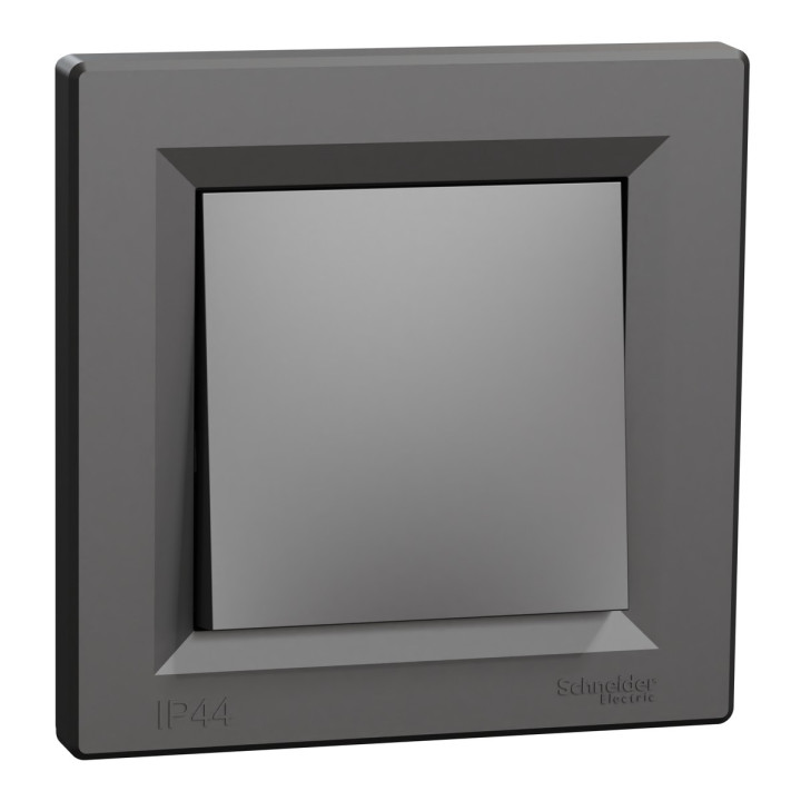 Вимикач 1-клавішний Schneider Electric EPH0100271 Asfora, антрацит, пластик, ip44, без підсвітки та індикації, для врізного монтажу · Schneider Electric · schneider-electric-eph0100271
