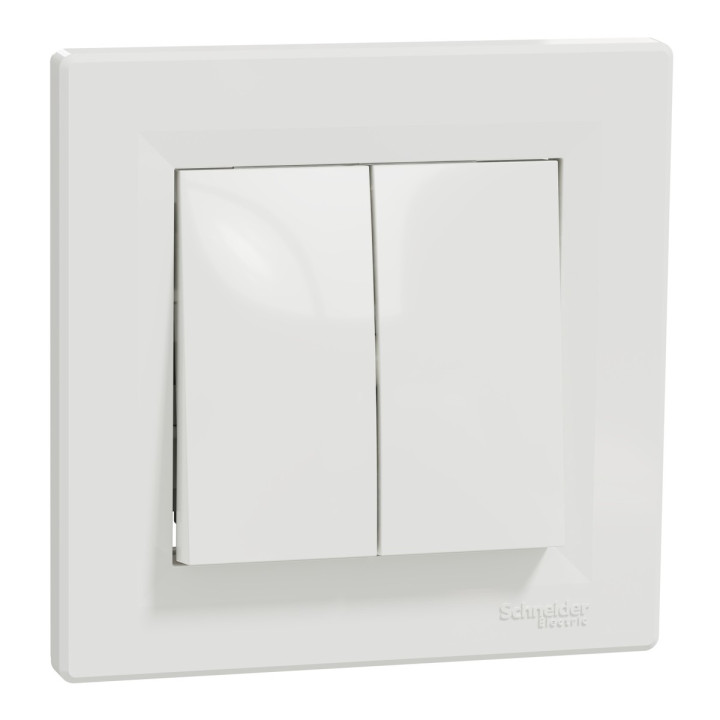 Вимикач 2-клавішний Schneider Electric EPH0300121 Asfora, білий, пластик, без підсвітки та індикації, для врізного монтажу · Schneider Electric · schneider-electric-eph0300121