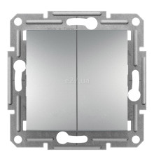 Вимикач 2-клавішний Schneider Electric EPH0300161 Asfora, алюміній, пластик, без підсвітки та індикації, для врізного монтажу