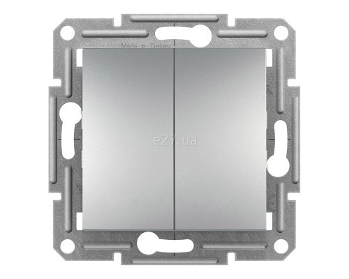 Вимикач 2-клавішний Schneider Electric EPH0300161 Asfora, алюміній, пластик, без підсвітки та індикації, для врізного монтажу