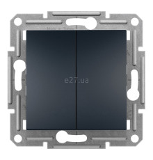 Вимикач 2-клавішний Schneider Electric EPH0300171 Asfora, антрацит, пластик, без підсвітки та індикації, для врізного монтажу