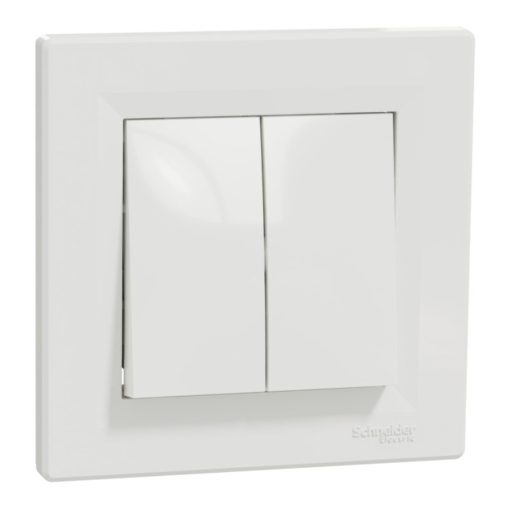 Перемикач прохідний 2-клавішний Schneider Electric EPH0600121 Asfora, білий, пластик, без підсвітки та індикації, для врізного монтажу · Schneider Electric · schneider-electric-eph0600121
