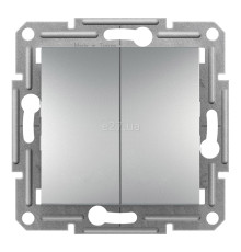 Перемикач прохідний 2-клавішний Schneider Electric EPH0600161 Asfora, алюміній, пластик, без підсвітки та індикації, для врізного монтажу