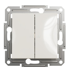 Перемикач прохідний 2-клавішний Schneider Electric EPH0670123 Asfora, 10A, кремовий, пластик, ip20, 2 клавіші, без підсвітки та індикації, для врізного монтажу