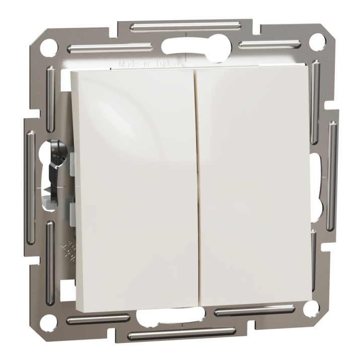 Перемикач прохідний 2-клавішний Schneider Electric EPH0670123 Asfora, 10A, кремовий, пластик, ip20, 2 клавіші, без підсвітки та індикації, для врізного монтажу · Schneider Electric · schneider-electric-eph0670123