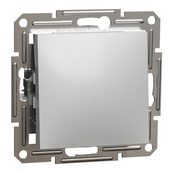 Вимикач без фіксації 1-клавішний Schneider Electric EPH0700161 Asfora, алюміній, пластик, без підсвітки та індикації, для врізного монтажу · Schneider Electric · schneider-electric-eph0700161