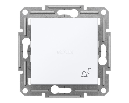 Вимикач без фіксації 1-клавішний Schneider Electric EPH0870121 Asfora, 10A, білий, пластик, ip20, 1 клавіша, без підсвітки та індикації, для врізного монтажу
