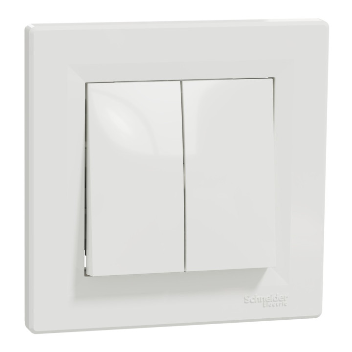 Вимикач без фіксації 2-клавішний Schneider Electric EPH1100121 Asfora, білий, пластик, без підсвітки та індикації, для врізного монтажу · Schneider Electric · schneider-electric-eph1100121