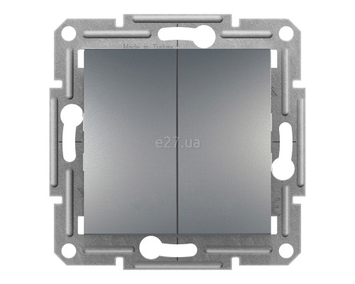 Вимикач без фіксації 2-клавішний Schneider Electric EPH1100162 Asfora, сталь, пластик, без підсвітки та індикації, для врізного монтажу