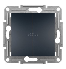 Вимикач без фіксації 2-клавішний Schneider Electric EPH1100171 Asfora, антрацит, пластик, без підсвітки та індикації, для врізного монтажу