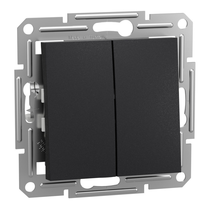 Вимикач без фіксації 2-клавішний Schneider Electric EPH1100171 Asfora, антрацит, пластик, без підсвітки та індикації, для врізного монтажу · Schneider Electric · schneider-electric-eph1100171
