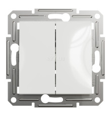 Вимикач без фіксації 2-клавішний Schneider Electric EPH1170121 Asfora, 10A, білий, пластик, ip20, 2 клавіші, без підсвітки та індикації, для врізного монтажу