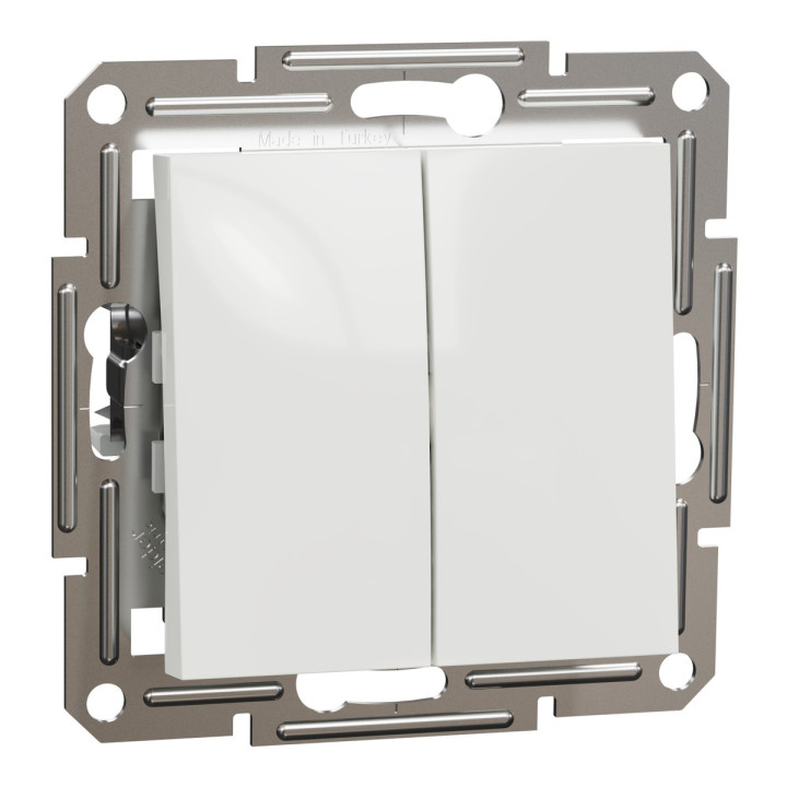 Вимикач без фіксації 2-клавішний Schneider Electric EPH1170121 Asfora, 10A, білий, пластик, ip20, 2 клавіші, без підсвітки та індикації, для врізного монтажу · Schneider Electric · schneider-electric-eph1170121