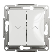 Вимикач для жалюзі Schneider Electric EPH1370121 Asfora, 10A, білий, пластик, ip20, 2 клавіші, без підсвітки та індикації, для врізного монтажу