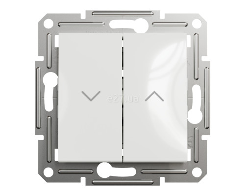 Вимикач для жалюзі Schneider Electric EPH1370121 Asfora, 10A, білий, пластик, ip20, 2 клавіші, без підсвітки та індикації, для врізного монтажу