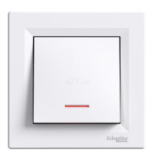 Вимикач 1-клавішний Schneider Electric EPH1400121 Asfora, білий, пластик, з підсвіткою, для врізного монтажу