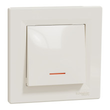 Вимикач 1-клавішний Schneider Electric EPH1400123 Asfora, кремовий, пластик, з підсвіткою, для врізного монтажу · Schneider Electric · schneider-electric-eph1400123