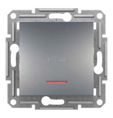 Вимикач 1-клавішний Schneider Electric EPH1400162 Asfora, сталь, пластик, з підсвіткою, для врізного монтажу