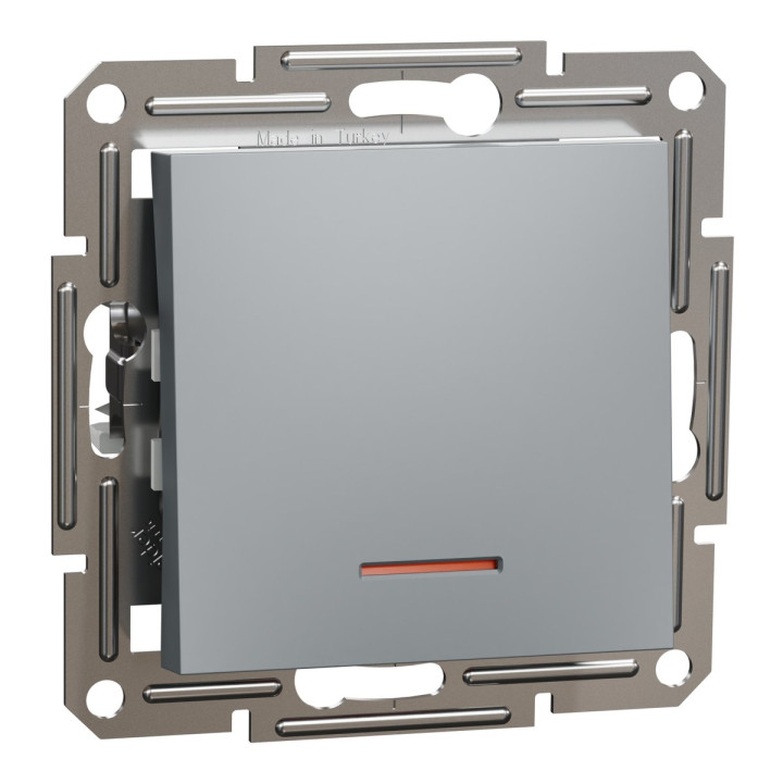 Вимикач 1-клавішний Schneider Electric EPH1400162 Asfora, сталь, пластик, з підсвіткою, для врізного монтажу · Schneider Electric · schneider-electric-eph1400162