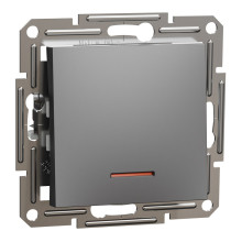 Вимикач 1-клавішний Schneider Electric EPH1400171 Asfora, антрацит, пластик, з підсвіткою, для врізного монтажу · Schneider Electric · schneider-electric-eph1400171