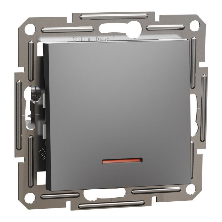 Вимикач 1-клавішний Schneider Electric EPH1400171 Asfora, антрацит, пластик, з підсвіткою, для врізного монтажу · Schneider Electric · schneider-electric-eph1400171
