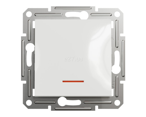 Вимикач 1-клавішний Schneider Electric EPH1470121 Asfora, 10A, білий, пластик, ip20, 1 клавіша, з підсвіткою, для врізного монтажу