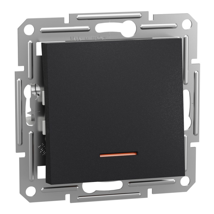Перемикач прохідний 1-клавішний Schneider Electric EPH1500171 Asfora, антрацит, пластик, з підсвіткою, для врізного монтажу · Schneider Electric · schneider-electric-eph1500171