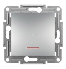 Вимикач без фіксації 1-клавішний Schneider Electric EPH1600161 Asfora, алюміній, пластик, з підсвіткою, для врізного монтажу