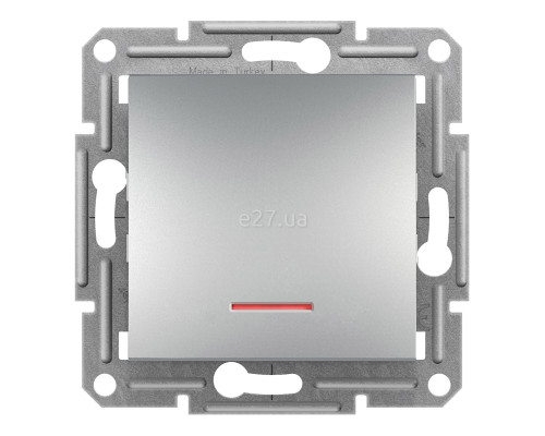 Вимикач без фіксації 1-клавішний Schneider Electric EPH1600161 Asfora, алюміній, пластик, з підсвіткою, для врізного монтажу