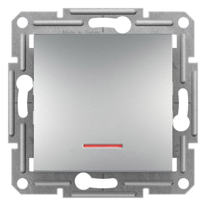 Вимикач без фіксації 1-клавішний Schneider Electric EPH1600161 Asfora, алюміній, пластик, з підсвіткою, для врізного монтажу · Schneider Electric · schneider-electric-eph1600161