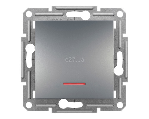 Вимикач без фіксації 1-клавішний Schneider Electric EPH1600162 Asfora, сталь, пластик, з підсвіткою, для врізного монтажу