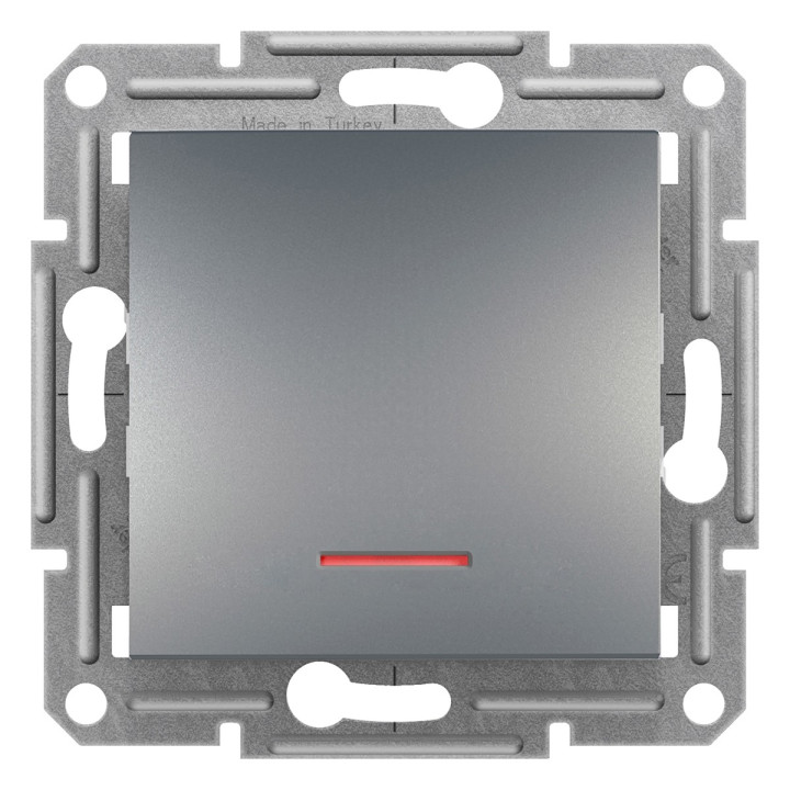 Вимикач без фіксації 1-клавішний Schneider Electric EPH1600162 Asfora, сталь, пластик, з підсвіткою, для врізного монтажу · Schneider Electric · schneider-electric-eph1600162
