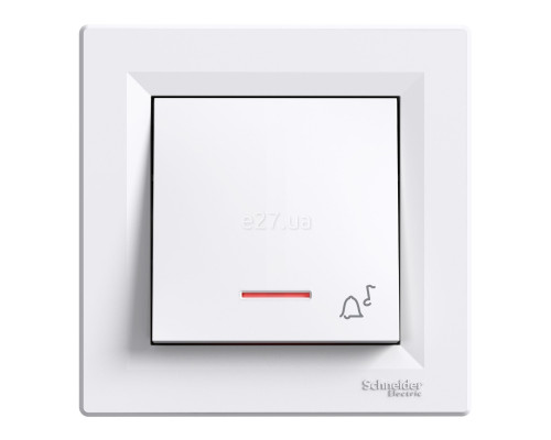 Вимикач без фіксації 1-клавішний Schneider Electric EPH1700121 Asfora, білий, пластик, з підсвіткою, для врізного монтажу