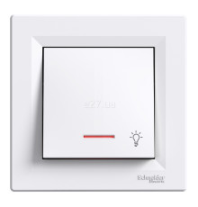 Вимикач без фіксації 1-клавішний Schneider Electric EPH1800121 Asfora, білий, пластик, з підсвіткою, для врізного монтажу
