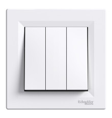 Вимикач 3-клавішний Schneider Electric EPH2100121 Asfora, білий, пластик, без підсвітки та індикації, для врізного монтажу