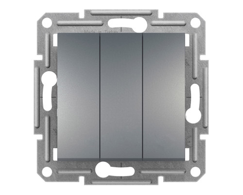 Вимикач 3-клавішний Schneider Electric EPH2100162 Asfora, сталь, пластик, без підсвітки та індикації, для врізного монтажу